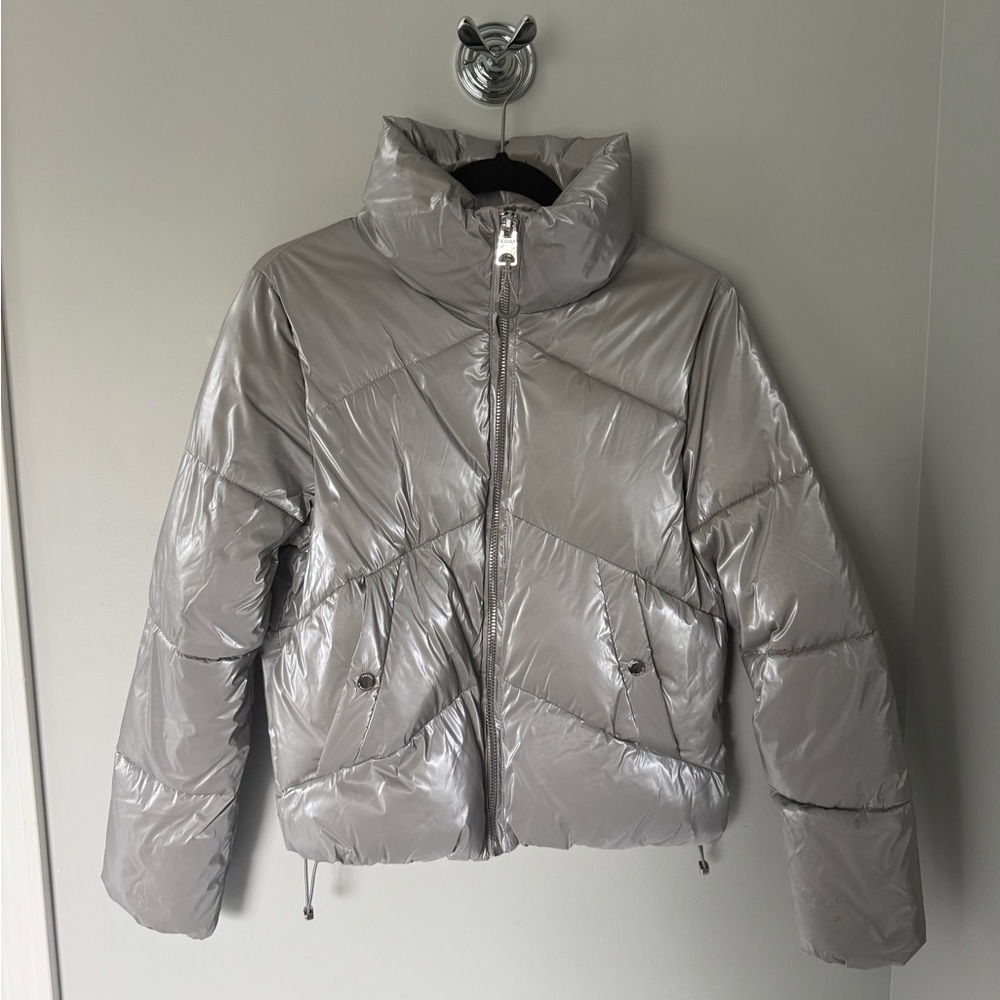 Bershka Women's Silver Puffer Jacket